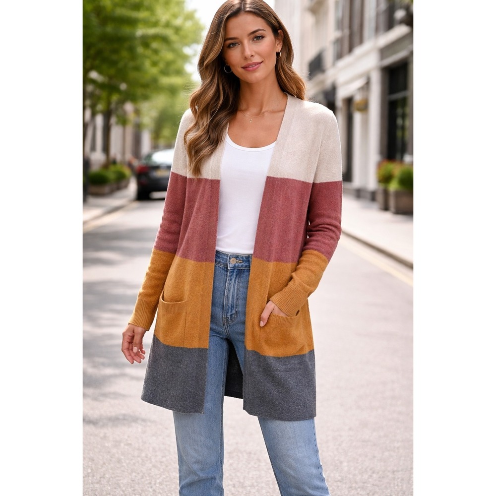 MADEWELL Kent Striped Cardigan Sweater in Coziest Yarn size XS J9836